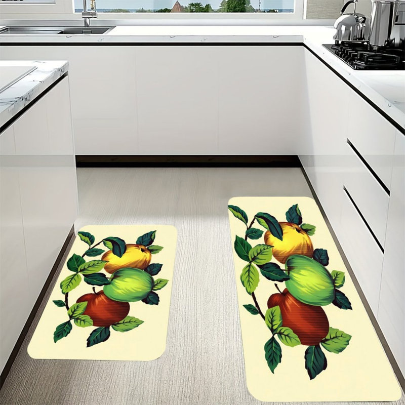Multicolore beige, ensemble de 2 tapis de cuisine Watercolor