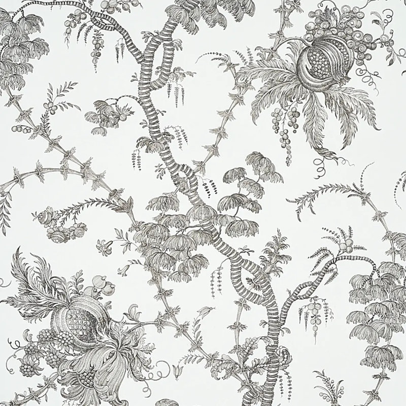 San Cristobal Toile Wallpaper, Black