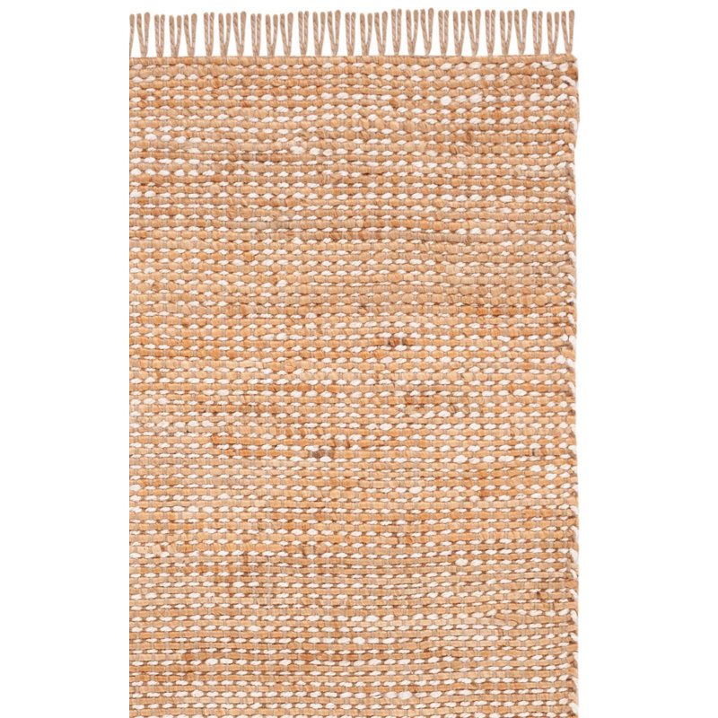 Tapis de couleur unie en jute tissé à plat à la main Kiane en ivoire / brun, Rectangle 4 pi x 6 pi
