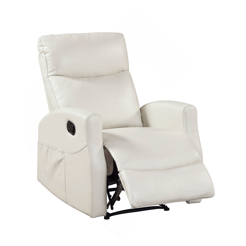 Fauteuil inclinable contemporain beige avec poches latérales en similicuir 1pc