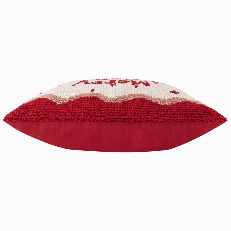 Rectangular Throw Cushion, Red Candy Merry Christmas, Feather