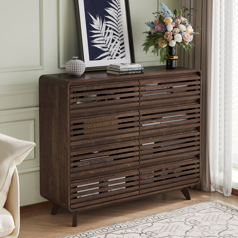 Dresser For Bedroom With 8 Drawers, 48" Wide Wood Dressers & Chests Of Drawers Slides Pre-installed, Wooden Dresser Tv Stand, Modern Closet Clothes Storage Organizer For Bedroom, Dark Walnut