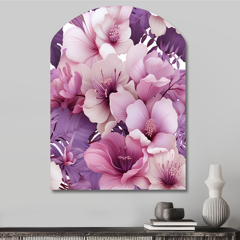 Orchidée de rêve, motif tropical III - art mural côtier asymétrique - forme d'arche, H 34 po x l 25 po