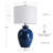 24.5in. 3-Way  Blue Ceramic Table Lamp With Drum Shade