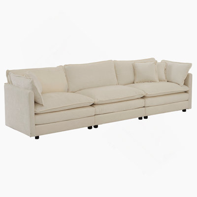 Ensemble de canapés en chenille beige 2 + 3 places