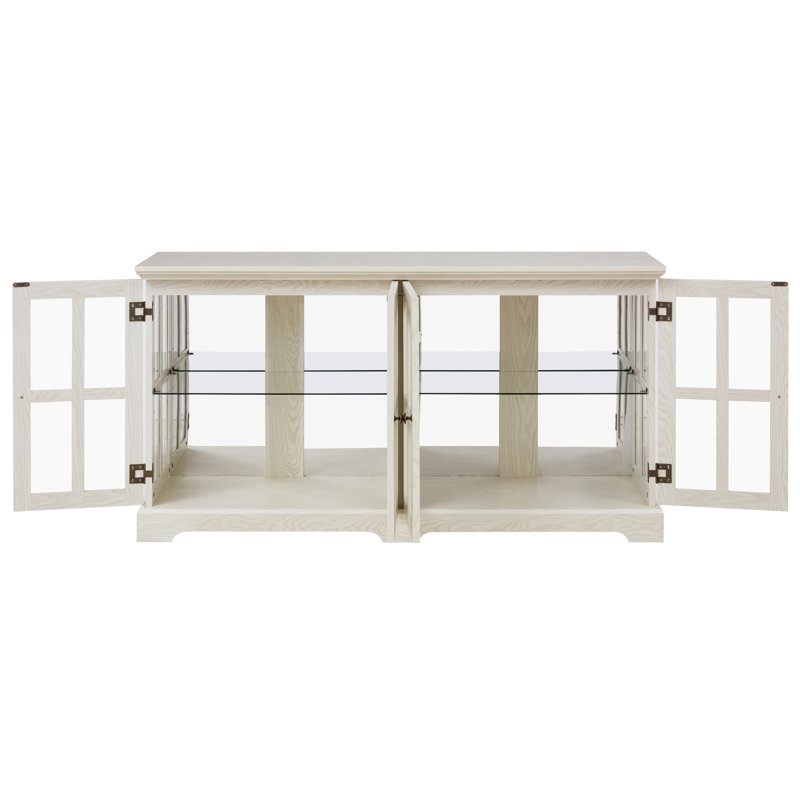Vitrine blanche antique avec tablettes réglables et construction élégante en configuration rétro