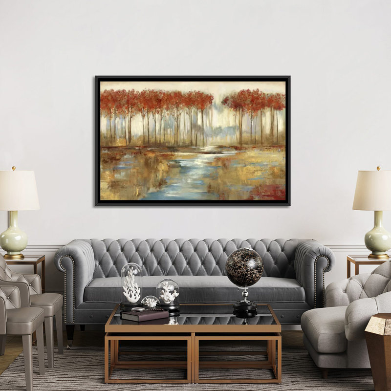 « gracious landscape », impression sur toile, H 40 po x l 60 po x P 1,5 po, Toile avec cadre noir, Pas de tapis