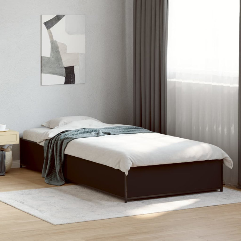 Structure de lit vidaXL Bois d'ingénierie, métal double durable, Gris Sonoma, 39,4 po x 78,7 po