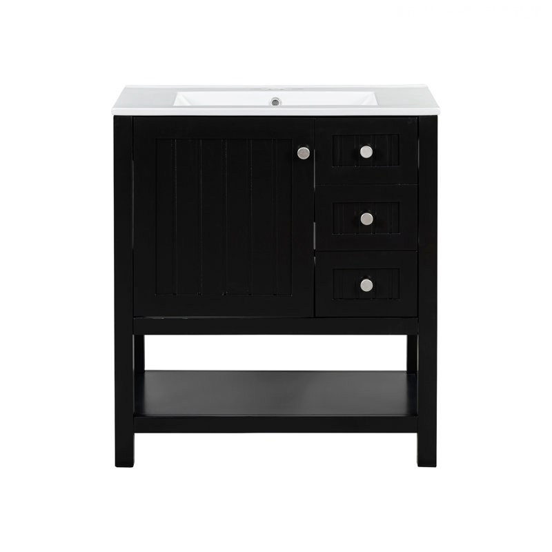Meuble-lavabo de style moderne avec lavabo en céramique et porte à fermeture en douceur