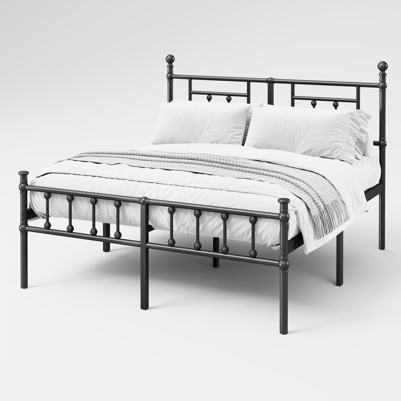 Metal Platform Bed Frame with 40" Headboard and Footboard, Steel Bed Frame, No Box Spring Needed, Easy Assembl, King, 18"