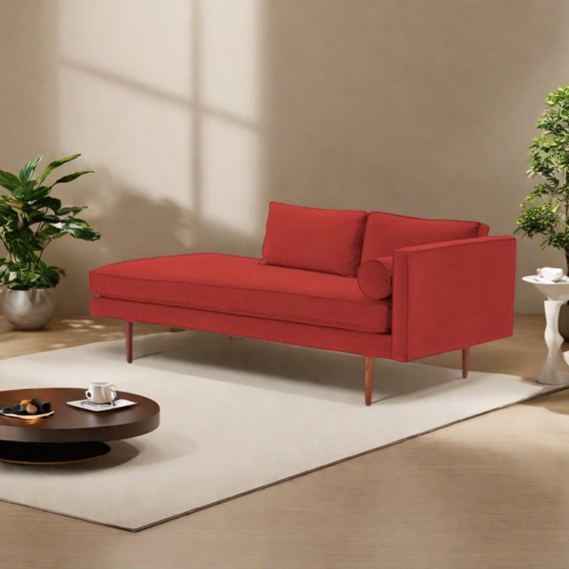 Fauteuil en velours léger et luxueux, Rouge, Orienté à droite