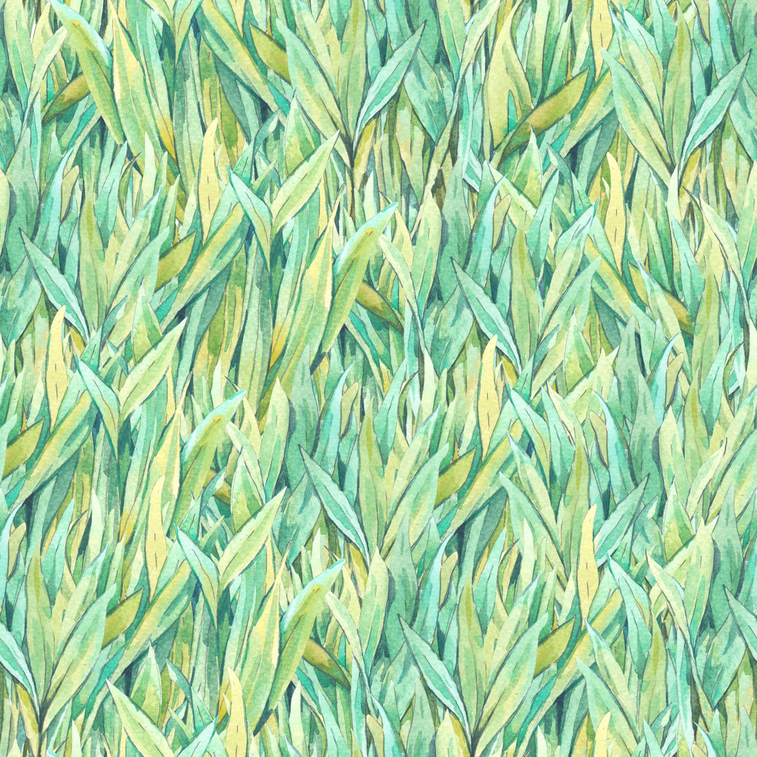 Hoffenden Watercolor Seamless Pattern With Grass by Princessmaro - Wrapped Canvas Graphic Art