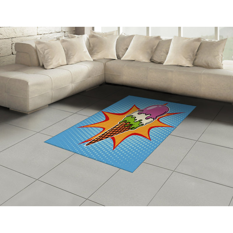 Ice Cream High Density Long Fiber Poly Threads Decorative Area Rug Carpet, Rectangle 4' x 5'8"