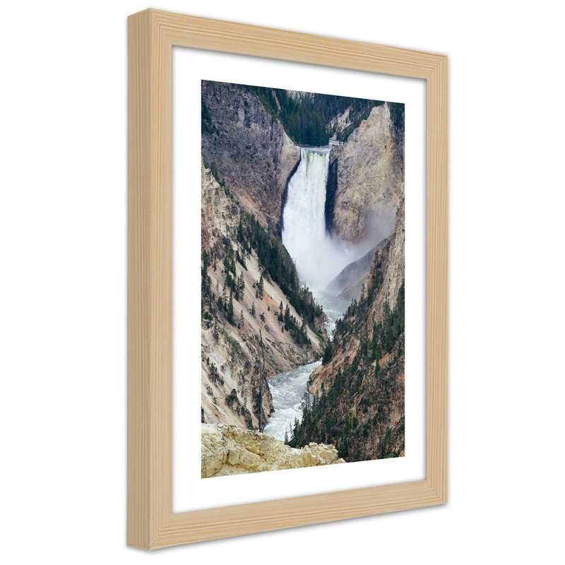 Waterfall - Single Picture Frame Print, Light Brown, 90cm H x 60cm W