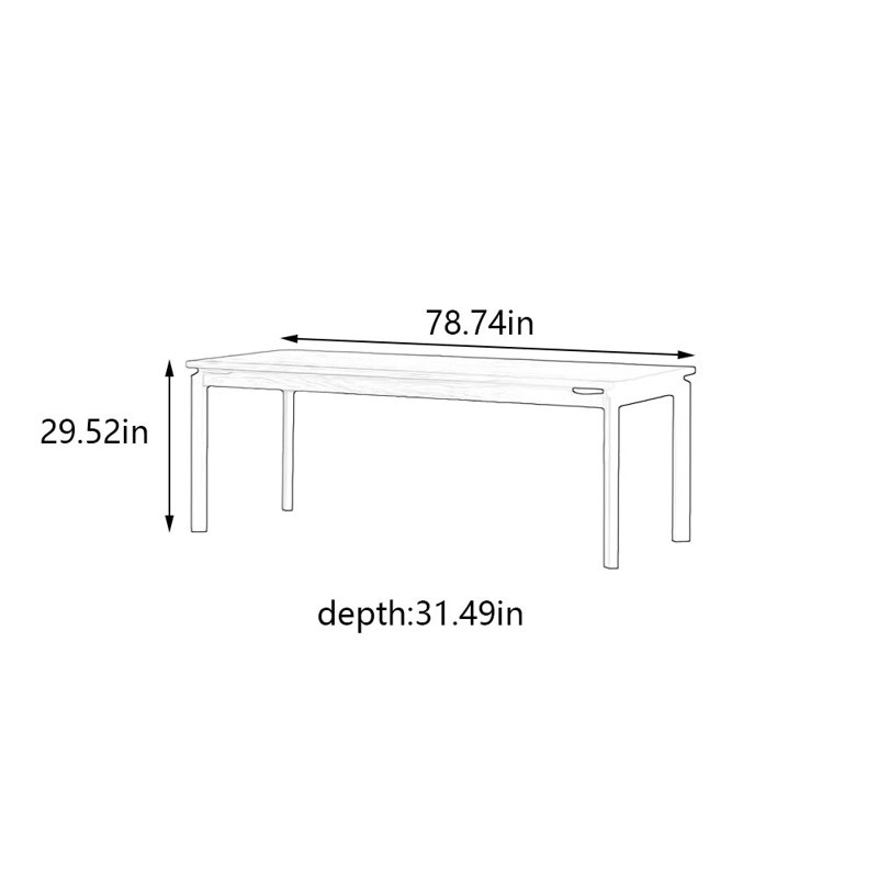 Table de salle à manger Nordic, H 29,52 po x L 78,74 po x l 31,49 po