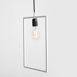 1 - Light White Square/Rectangle Pendant, White, 190cm H x 25cm W x 5cm D