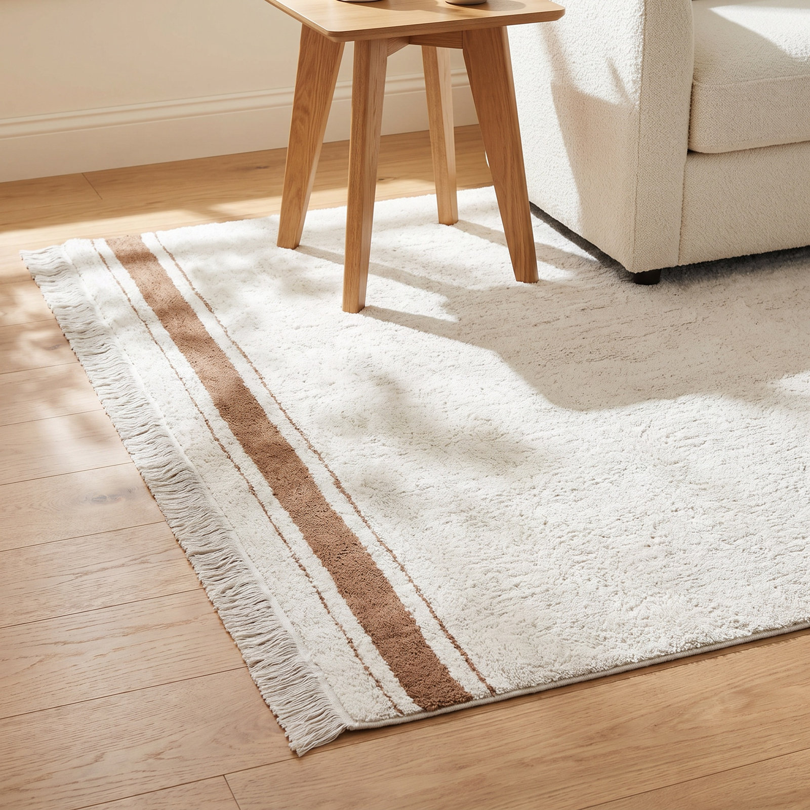 Little Chefs Natural Toffee Hand-Tufted Cotton Rug, Rectangle 3' x 4'3", Natural/Toffee