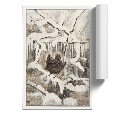 Wren on Snowy Branch by Theo van Hoytema - Frameless Print