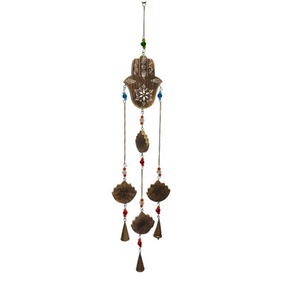 Hand of Peace Temple Chime in Wood