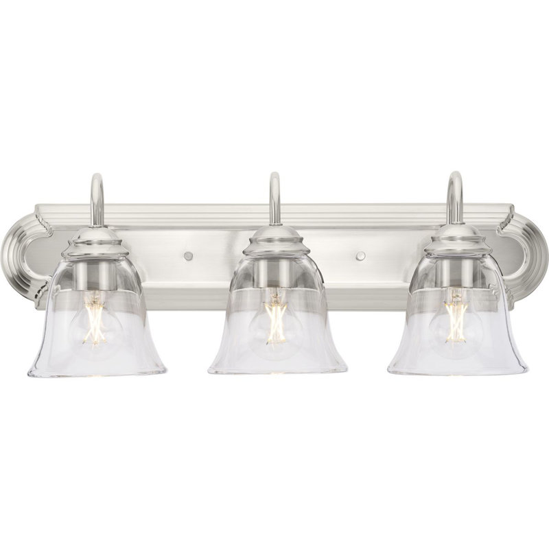 Brushed Nickel 24" Clear Glass 3-Light Vanity Fixture