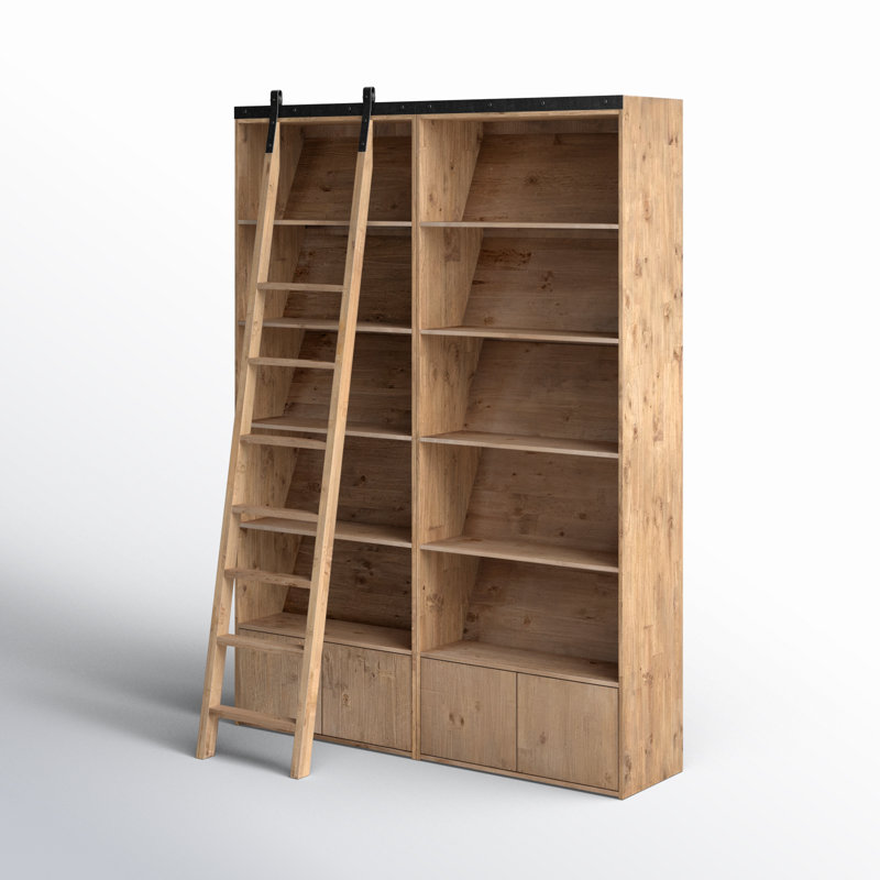 Bane Solid Wood Bookcase, Smoked Pine