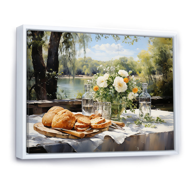 Pique-nique au bord du lac III, Cadre flottant blanc, H 24 po x l 32 po x P 1 po