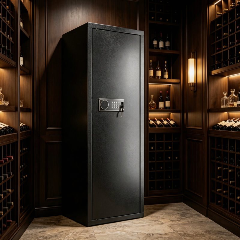 Armoire de rangement pour armes à feu 6 à 8 carabines à accès rapide avec verrou à clavier numérique et tablette amovible pour carabines et fusils de chasse