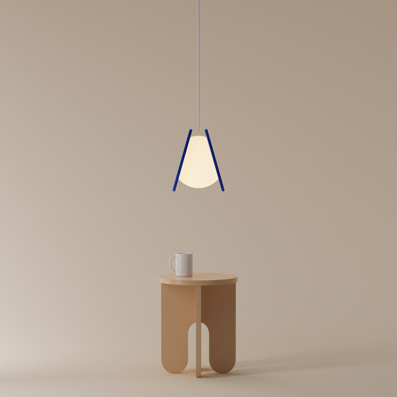 Pendulum Pendant Light, White, Cobalt, 14" H x 9.69" W x 8.03" D