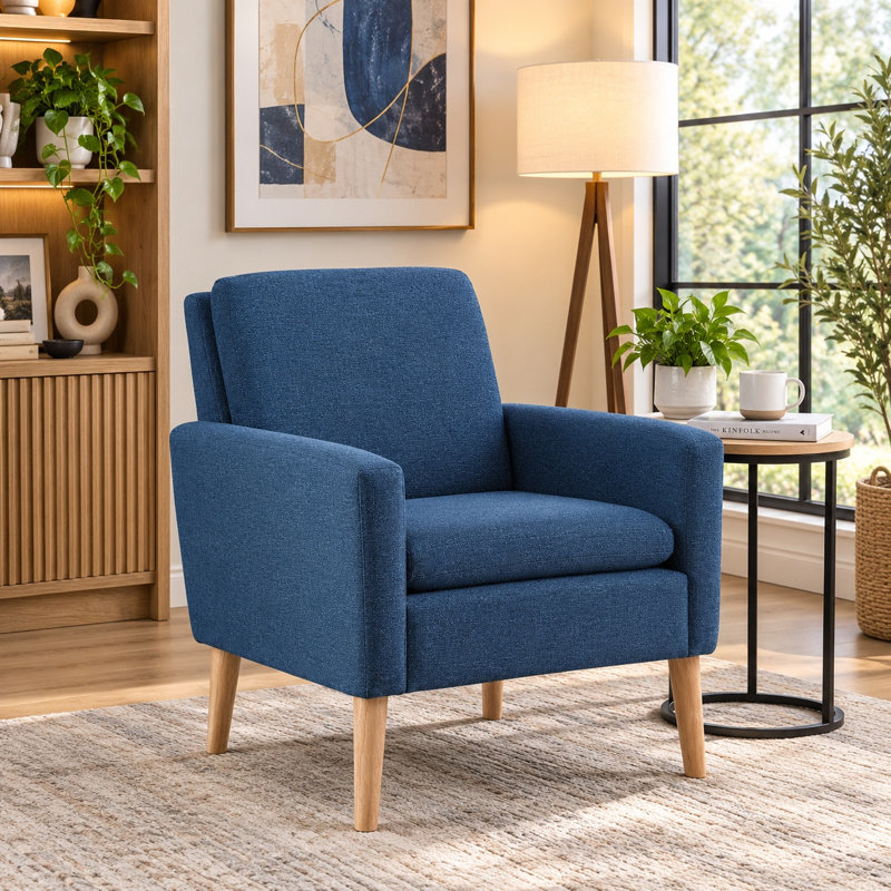 Fauteuil d'appoint rembourré Cristyle, Lin bleu