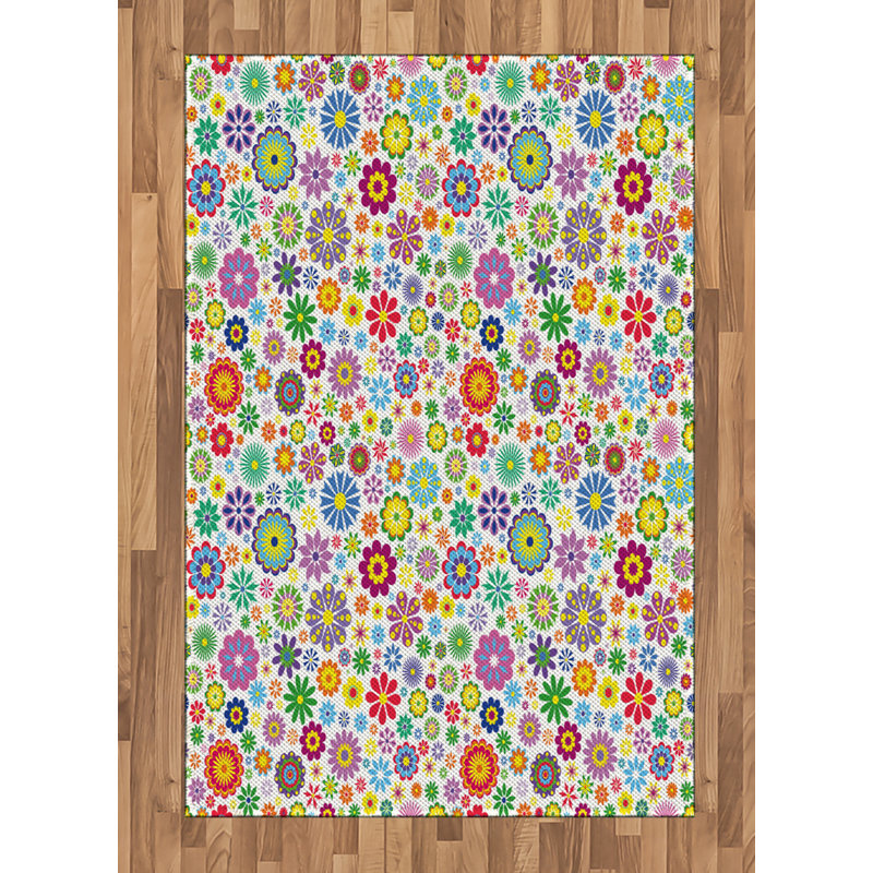Floral High Density Long Fiber Poly Threads Decorative Area Rug Carpet, Rectangle 4' x 5'8"