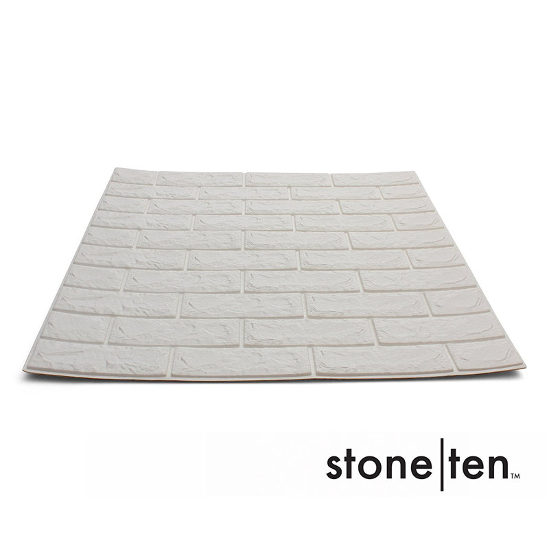 Panneaux muraux pelez et collez 27,5 po x 30,25 po (paquet de 10), Brique blanche