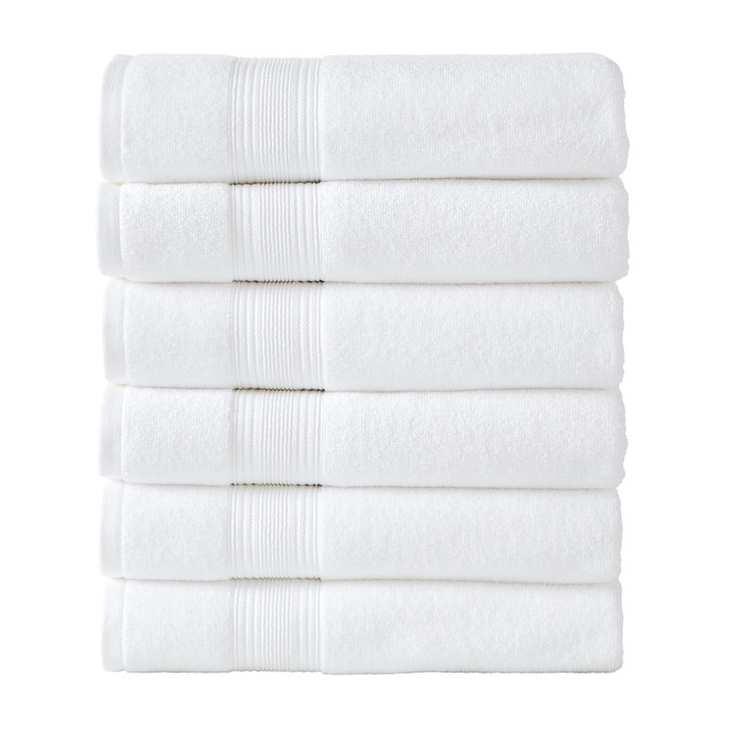 Ensemble de 6 serviettes de bain 100% coton filé à l'anneau à séchage rapide Modern Collection Hotel Collection