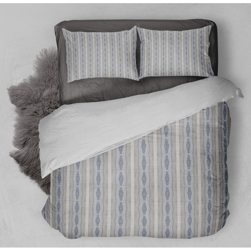 Polyester Twill Striped Duvet Cover, King Duvet Cover + 2 King Pillowcases