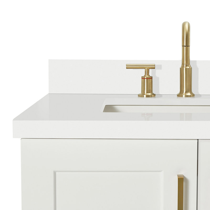 31 IN.  Single Bathroom Vanity, White, Rectangle, White Quartz