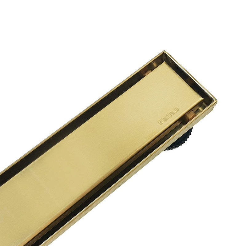 36 In. Stainless Steel Linear Shower Drain With Tile-In Pattern Surface, Brushed Gold