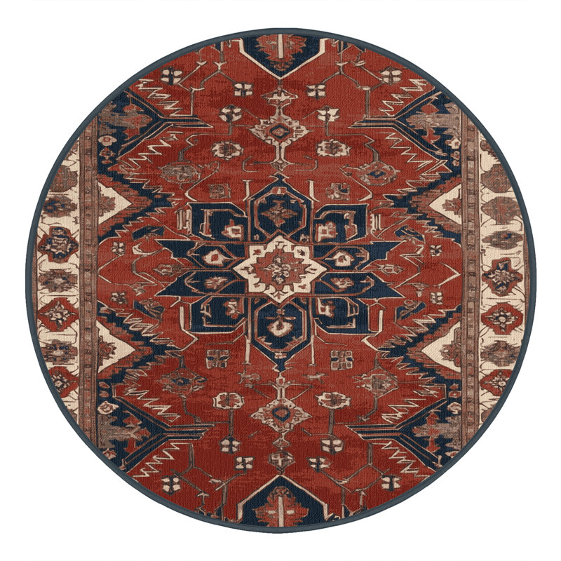 Tapis brun lavable à la machine, Rond 3 pi