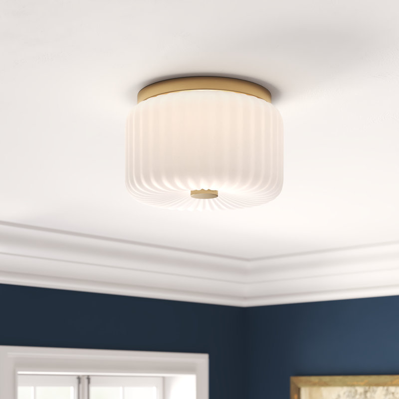 Willa Glass Flush Mount, Aged Brass