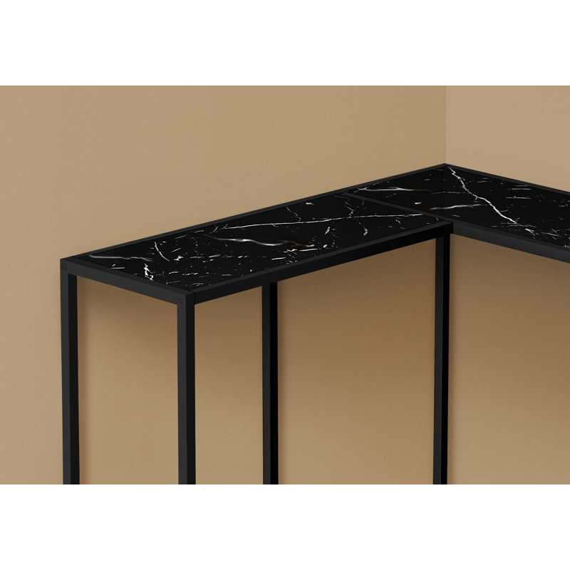 Console, faux marbre, métal, stratifié, 1 pièce, noir, étroit