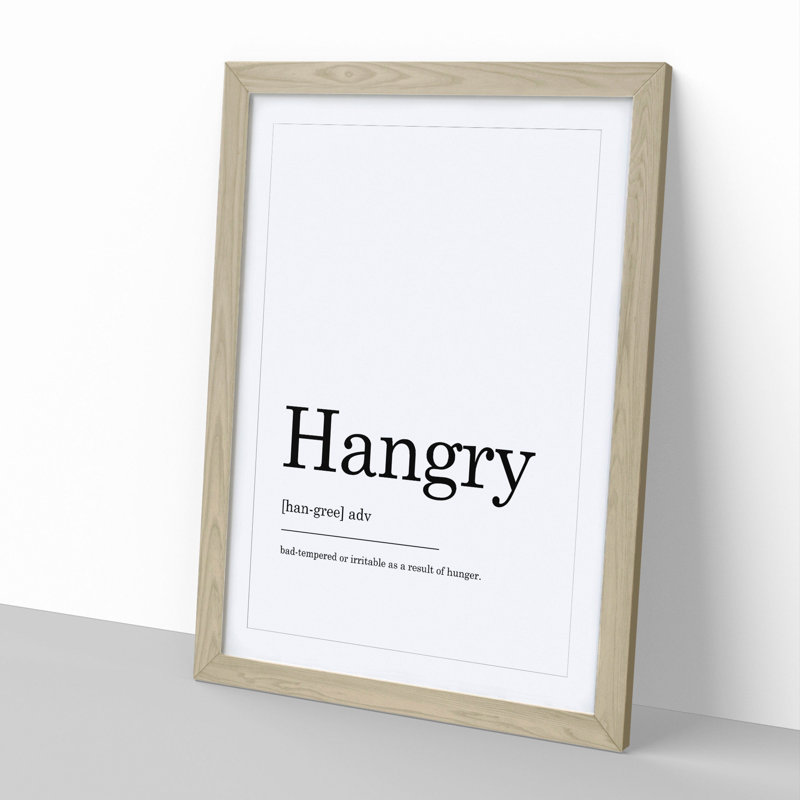 Definition of Hangry - Picture Frame Typography, Oak, 90cm H x 65cm W x 2cm D