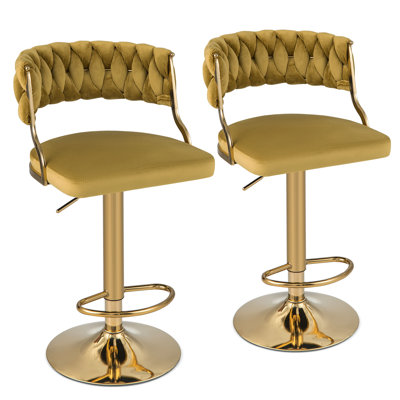 Chullora Swivel Upholstered Adjustable Height Counter Stool with Metal Frame
