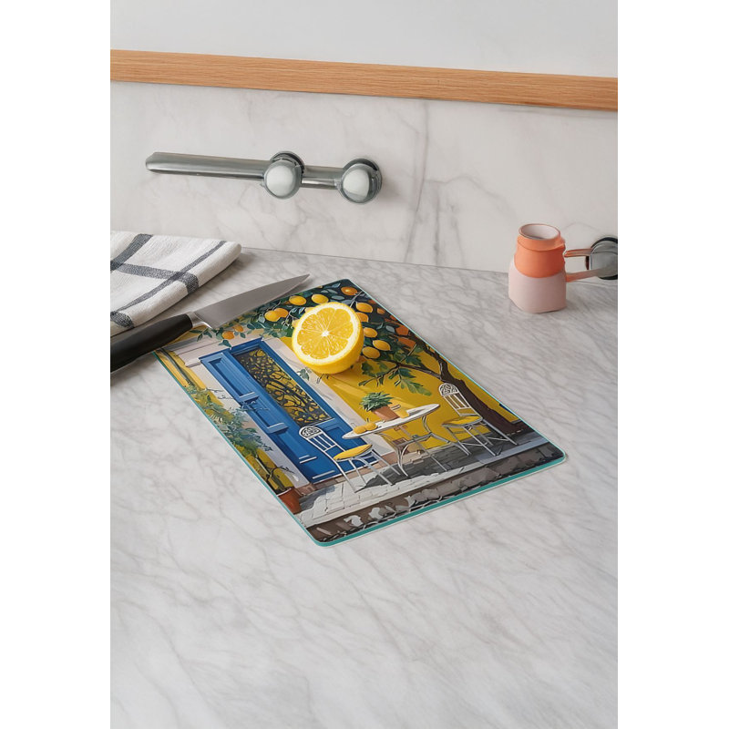 Durable Tempered Glass Cutting Board, 7.9 x 11.8 inches | 100% Antibacterial, Non-Slip Silicone Feet | Easy Clean Surface, Perfect for Food Prep & Kitchen Use, Not Dishwasher, Microwave, or Oven Safe