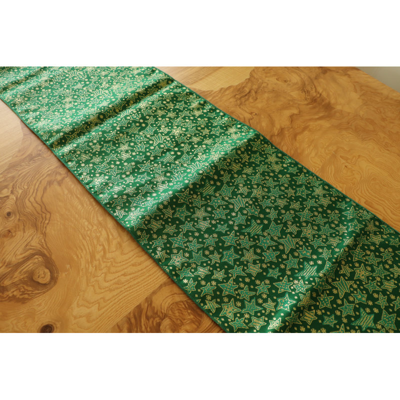 Chemin de table géométrique de Noël oretha, 60 po x 12 po, Vert