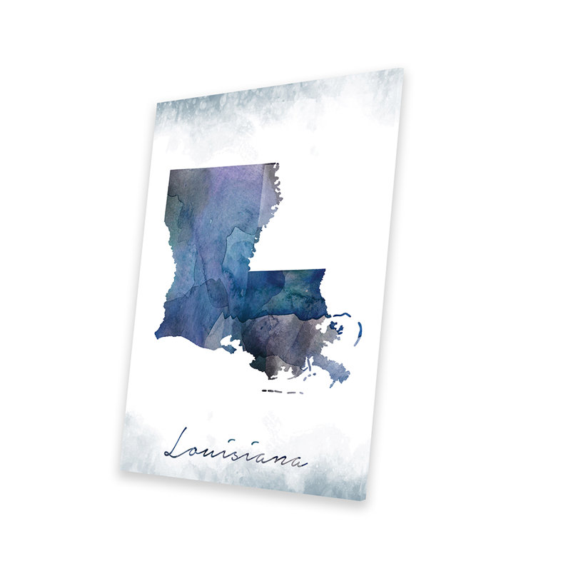 Impression bleuâtre Louisiana State sur verre acrylique, H 24 po x l 16 po x P 0,25 po