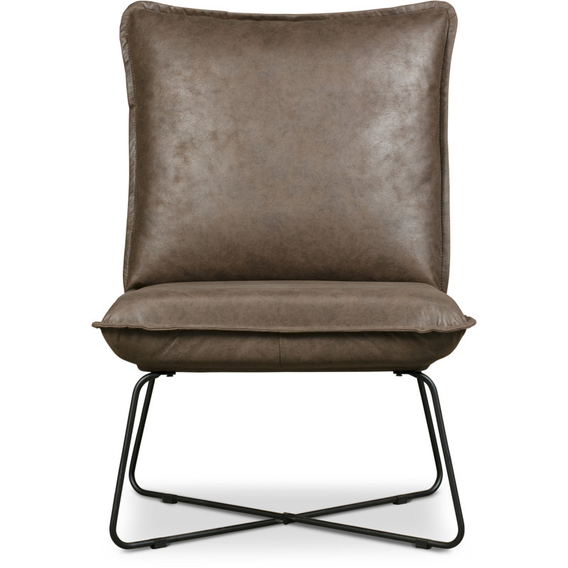 Fauteuil d'appoint sans accoudoirs Tommy Hilfiger Ellington, Imitation polyester brun selle