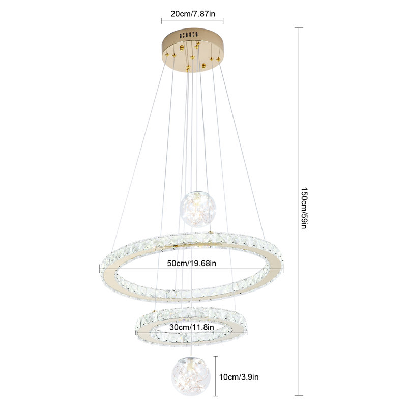 Ridleigh Modern LED Chandelier Crystal Chandelier Ceiling Mount Adjustable Height