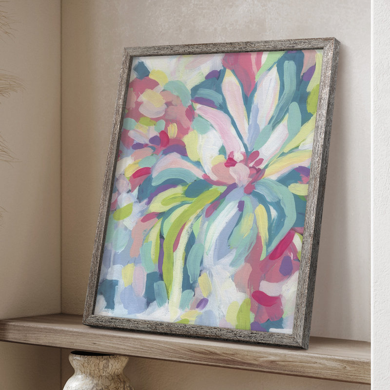 «Tropical Bloom Kaleidoscope II», reproduction encadrée - bois massif, H 21 po x l 17 po