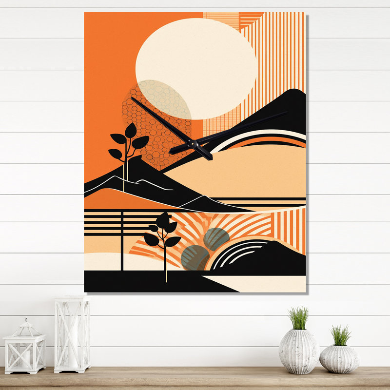 Jalexia - Horloge murale paysage moderne, H 32 po x l 24 po x P 1 po