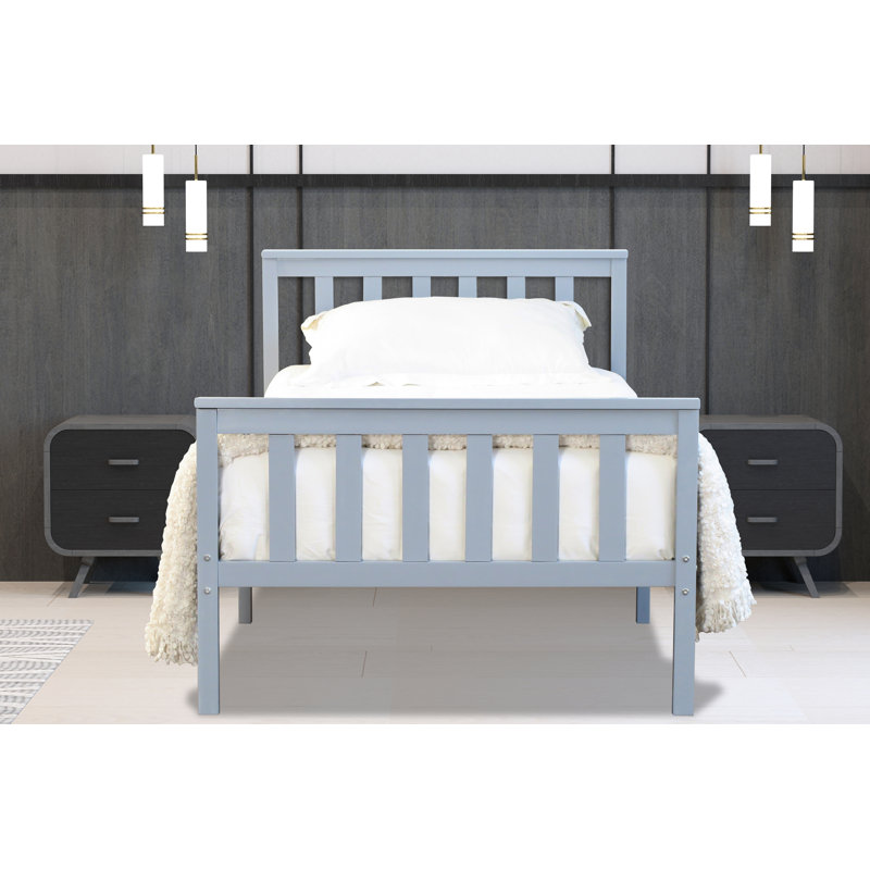 Amecia Solid Wood Bed, Grey, Single (3')