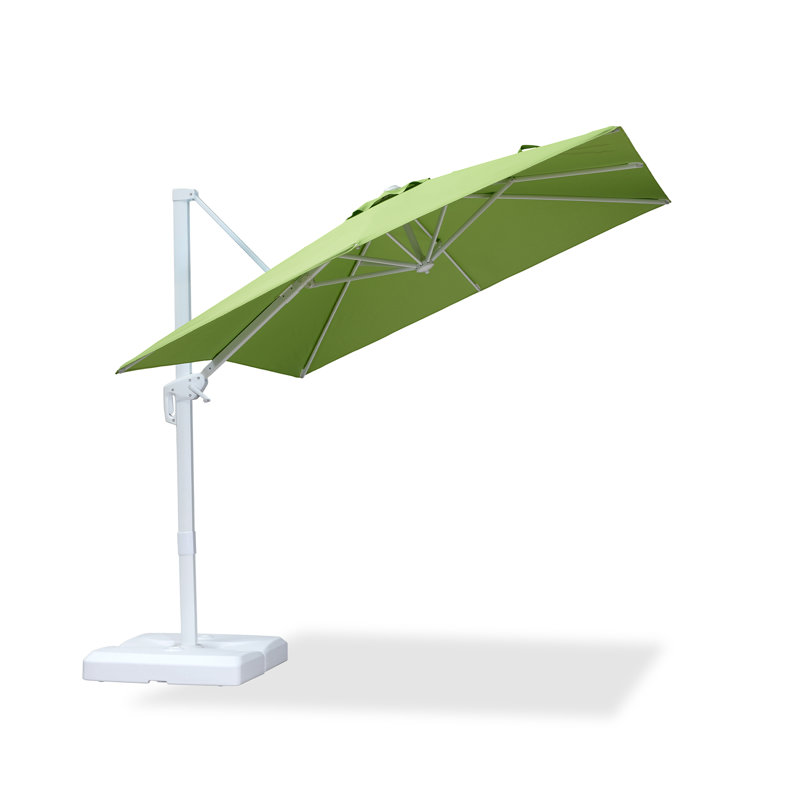 Parasol carré en polyester en porte-à-faux, Gris clair, 96" W x 96" D
