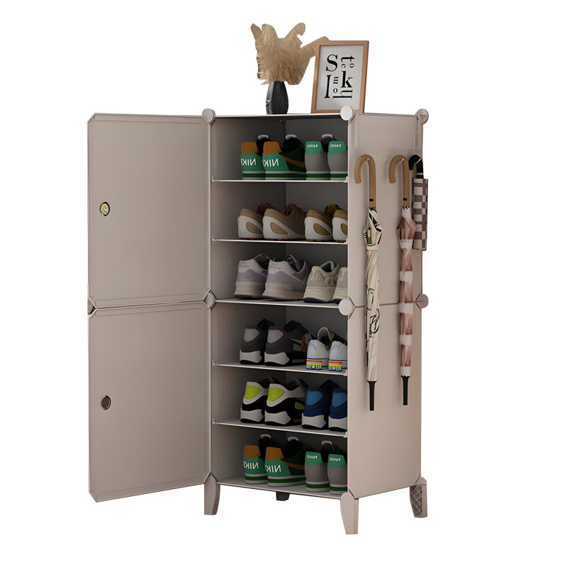 Range-chaussures multicouches anti-poussière avec rangement pour le hall d'entrée, tablettes en plastique faciles à assembler